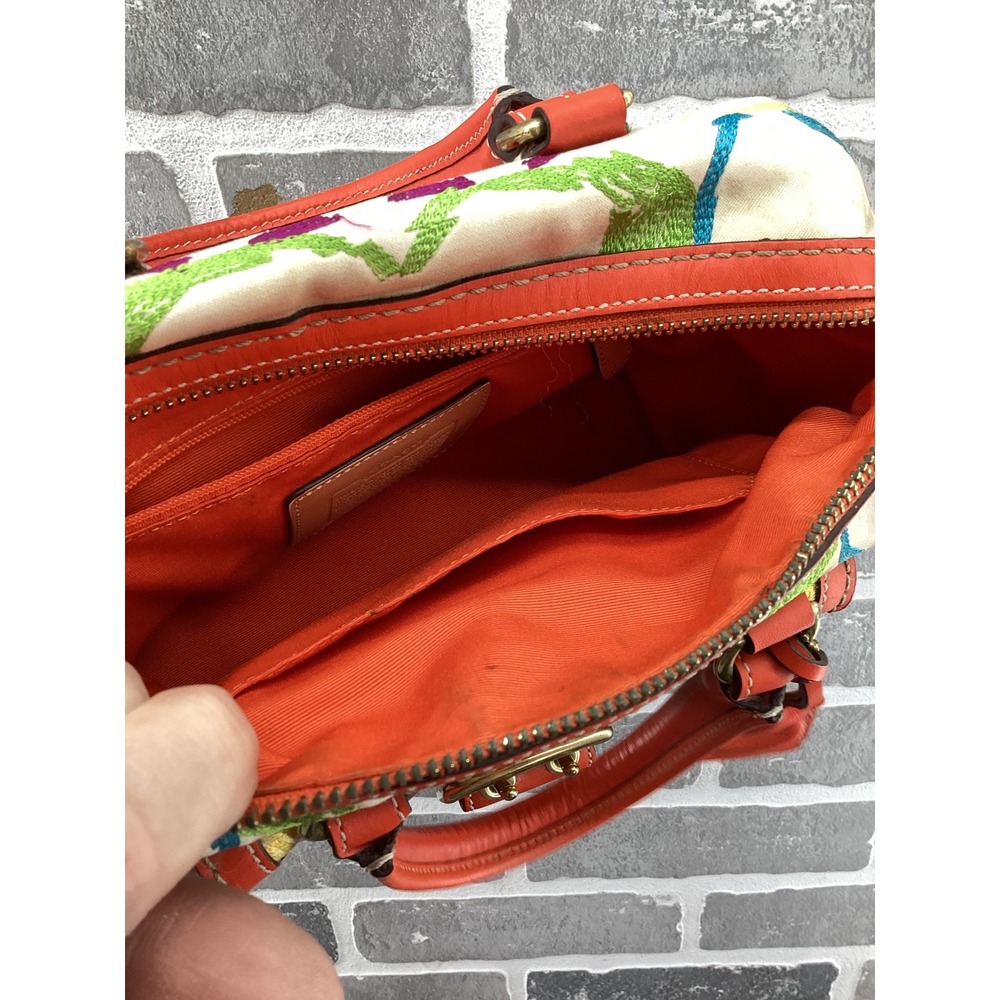 Coach Scribble Multi Color Canvas Satchel Bag Orange Leather Trim 2005 1857 - Picture 9 of 13